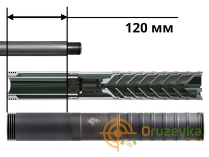 Інтегрований глушник AFTactical S56L для високоточних гвинтівок, .338 Lapua Mag, 3/4x24 R